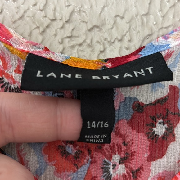 Women’s Plus Size Lane Bryant Pansy Semi Sheer Top, 14/16 1X Pink Orange - Picture 4 of 7